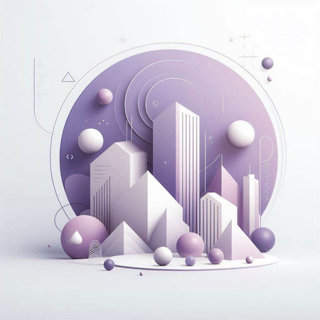 Abstract geometric background with 3d shapes. Minimal style. Vector illustration.