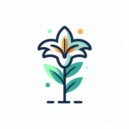 Lily flower flat icon. Floral design element. Vector illustrationの写真素材