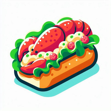 Sandwich with tomatoes, lettuce and cheese. Vector illustration.の写真素材