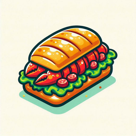 Sandwich with tomato and cucumber. Vector illustration.の写真素材