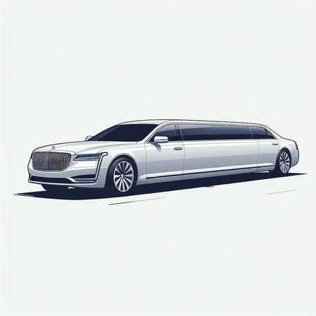 Illustration of a luxury limousine on a white background.の写真素材
