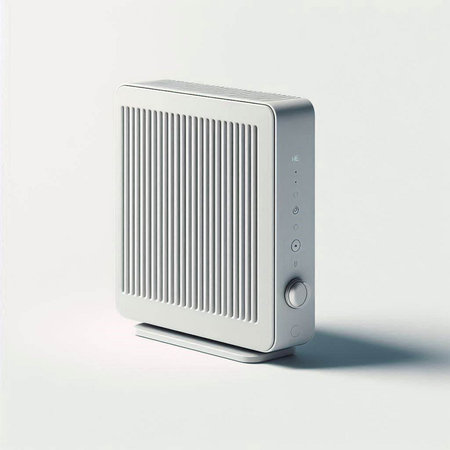 3d rendering of a white heater on a white background with shadow