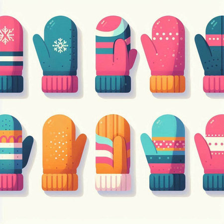 Seamless pattern with colorful winter mittens. Vector illustration.の写真素材