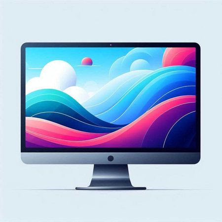 Computer monitor with abstract background. Vector illustration for your graphic design.