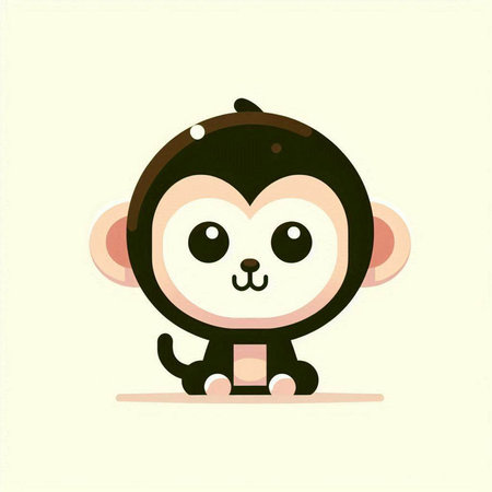 cute monkey cartoon on white background, vector illustration eps10