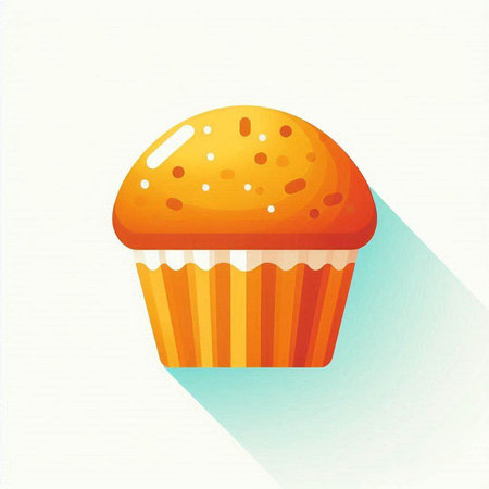 Cupcake vector icon. Illustration of cupcake with cream.
