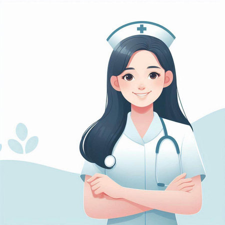 Nurse with stethoscope in her hand. Vector illustration.の写真素材