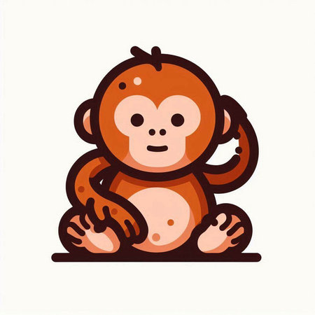 Cute cartoon monkey on white background. Vector illustration. EPS 10の写真素材