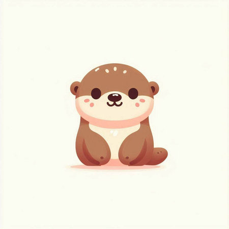 Cute little baby otter. Vector illustration. Cartoon character.の写真素材