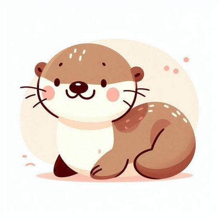 Cute otter. Hand drawn vector illustration in cartoon style.の写真素材