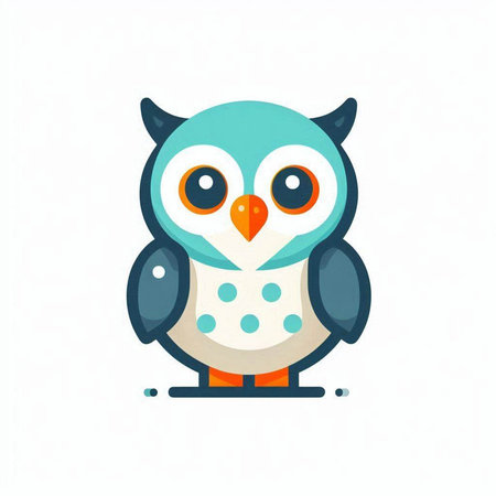 Cute owl icon. Vector illustration in flat style on white background.の写真素材
