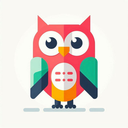 Cute owl flat icon, vector illustration. Flat design style.の写真素材