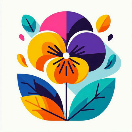 Colorful abstract flower on white background. Minimalist vector illustration.の写真素材