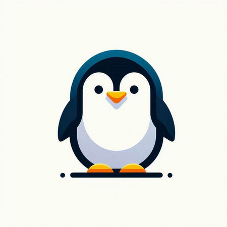 Cute penguin icon. Vector illustration in flat cartoon style.の写真素材