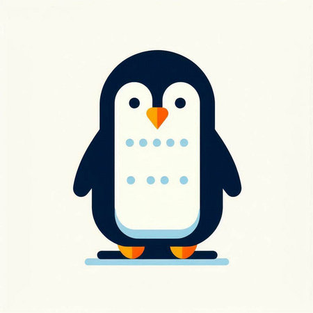 Cute penguin isolated on a white background. Vector illustration.の写真素材