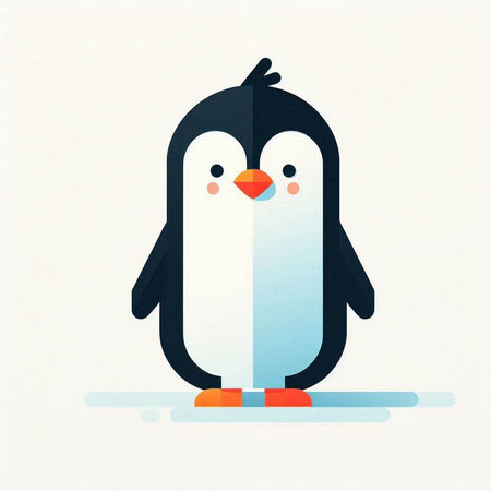 Cute penguin cartoon vector illustration. Cartoon penguin character.の写真素材