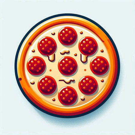 Pizza with cheese. Vector illustration in cartoon style.の写真素材