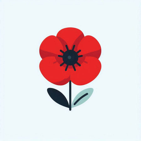 Red poppies on a white background. Vector illustration in flat style.の写真素材
