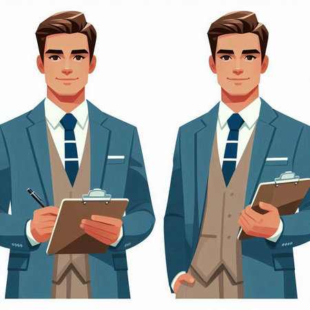 Handsome man in business suit. Vector illustration in cartoon styleの写真素材
