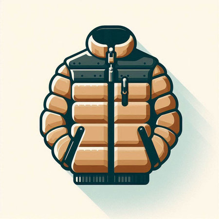 Vector illustration of winter jacket in retro style. Design element for logo, label, emblem, sign.