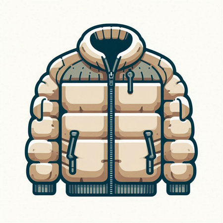Vector illustration of a winter jacket isolated on a white background. Cartoon style.