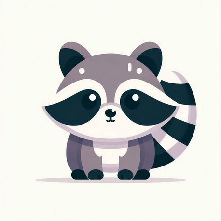 Cute cartoon raccoon. Vector illustration in a flat style.の写真素材