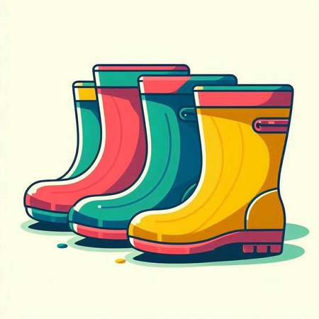 Rubber boots in a cartoon style.