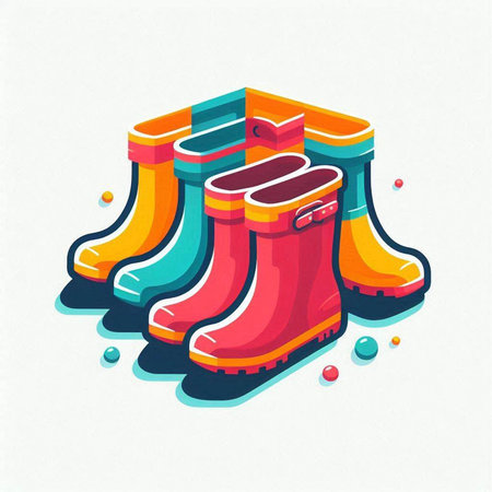 Rubber boots. Isometric 3d icon. Vector illustration.