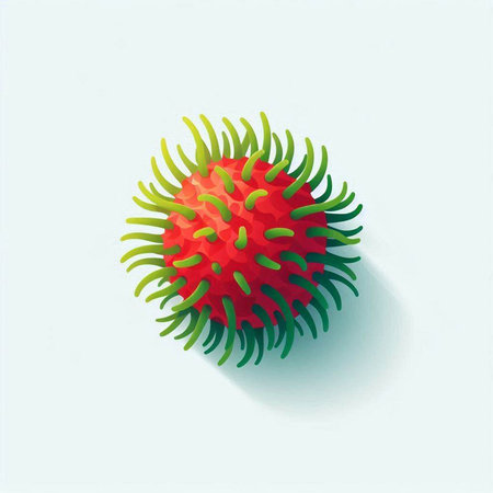 Illustration of red and green object on a white background