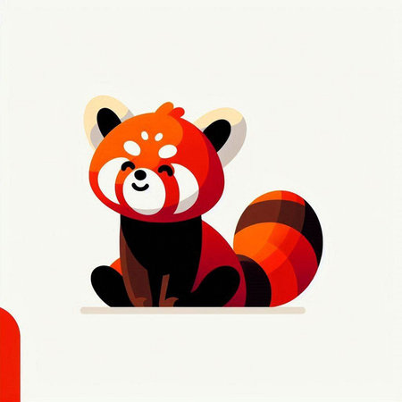 Red panda. Cute cartoon animal. Vector illustration on white background.の写真素材