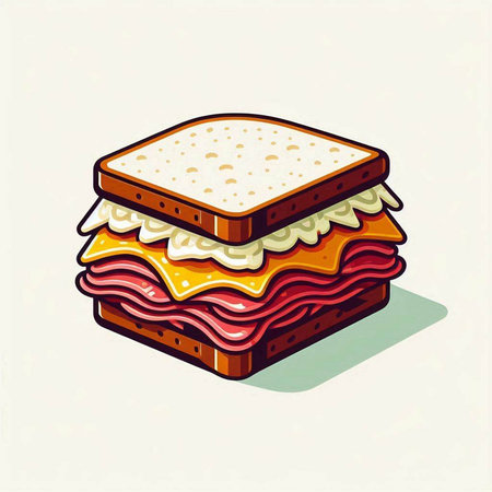 Sandwich with ham, cheese and mayonnaise. Vector illustration.の写真素材