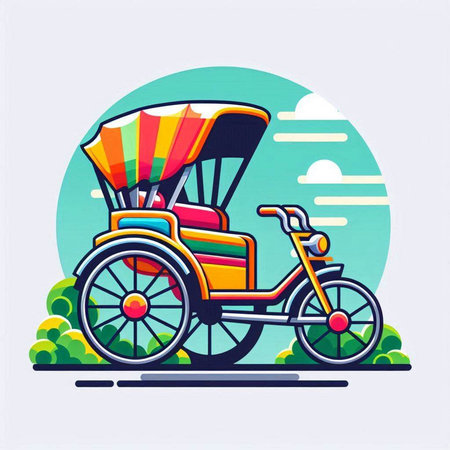 Rickshaw vector illustration. Tuk tuk icon. Vector illustration.の写真素材