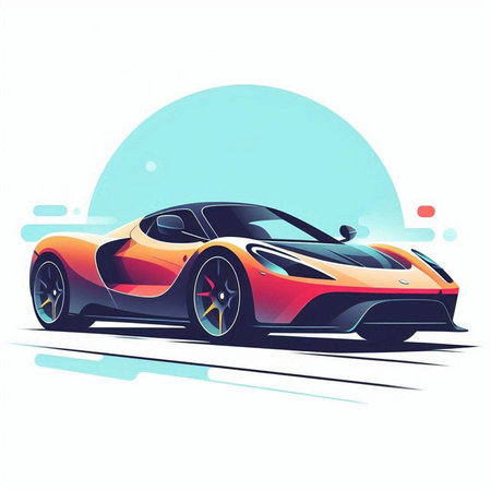 Sport car on a background of the sun. Vector illustration. Eps 10