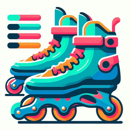 Roller skates. Vector illustration in flat style. Isolated on white background.