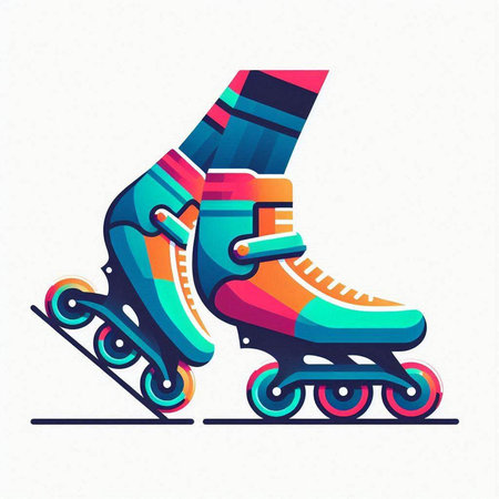 Roller skates. Colorful vector illustration isolated on white background.