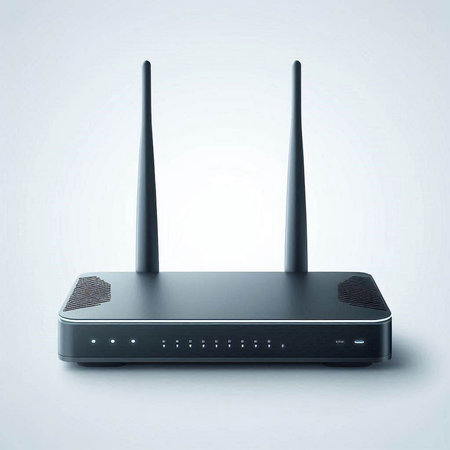 Wireless router on a white background. 3d rendering. Computer digital drawing.