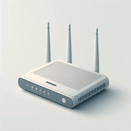 Wireless router on a white background. 3d rendering. Computer digital drawing.