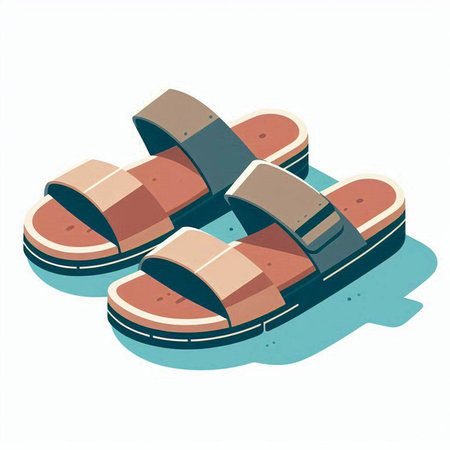 Slippers on a white background. Isometric view. Vector illustration.