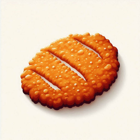 Illustration of a cookie with water drops on a white background.
