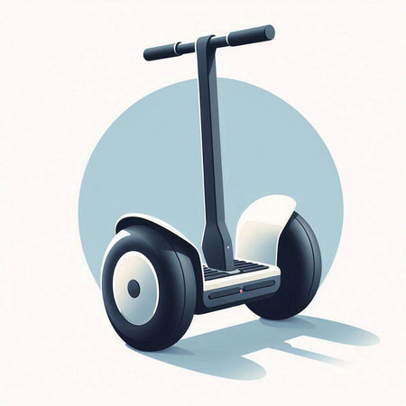 Modern self-balancing electric scooter on a gray background.