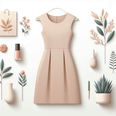 Women's dress mockup on white background. 3d illustration.の写真素材