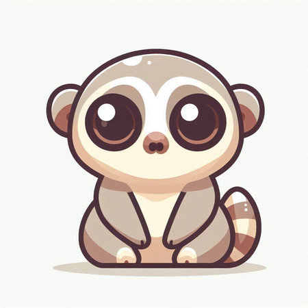 Cute little lemur cartoon vector illustration. Cute little animal character.