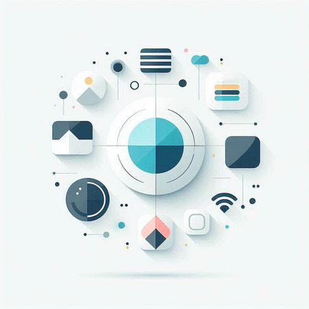 Abstract geometric background with circles and lines. Vector illustration. Can be used for workflow...