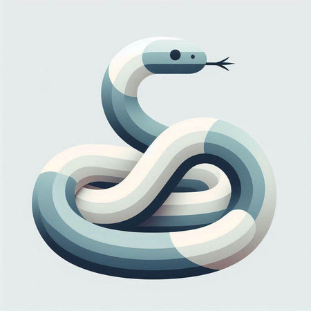 Vector illustration of a snake in the form of a spiral on a white background