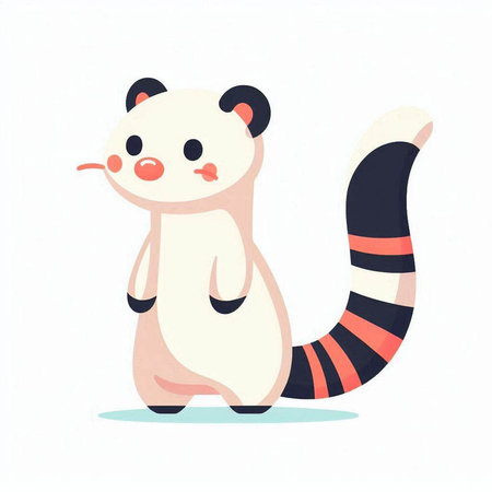Cute cartoon skunk. Vector illustration isolated on white background.の写真素材