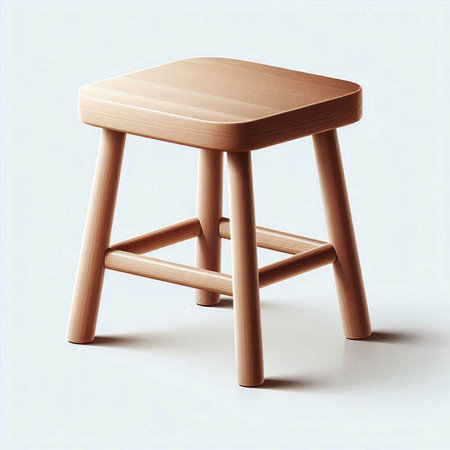 Wooden stool isolated on white background. 3d render illustration.
