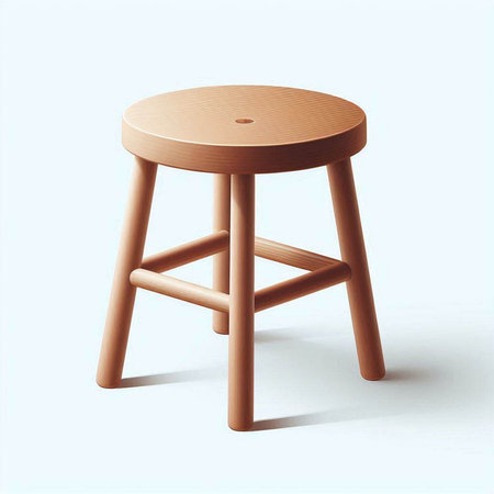 Wooden stool on a white background. 3D rendering. Computer digital drawing.