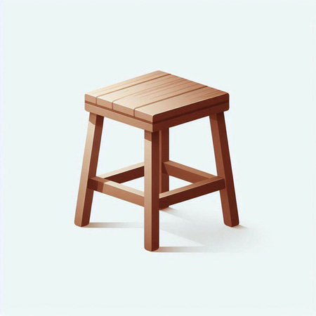 Wooden stool isolated on white background. 3d render illustration.