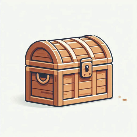 Treasure chest. Vector illustration. Isolated on white background.
