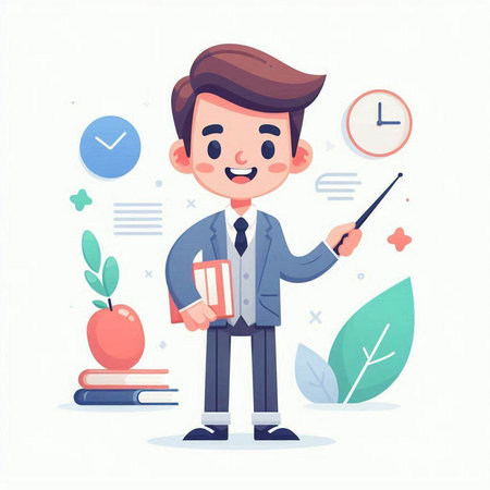 Businessman in office. Vector illustration in a flat style. Cartoon character.